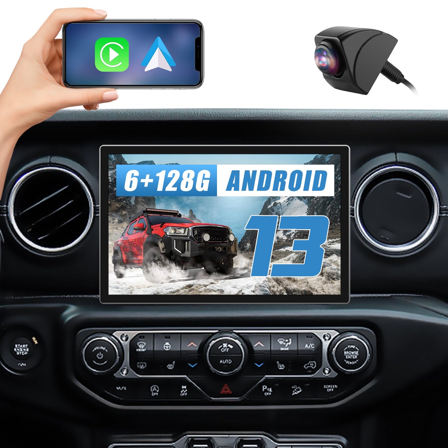 AWESAFE Android 13 Car Radio Stereo for jeep Wrangler JL 2018-2022 & jeep Gladiator 2020-2022 with Built-in Wireless Apple CarPlay & Android Auto AWESAFE