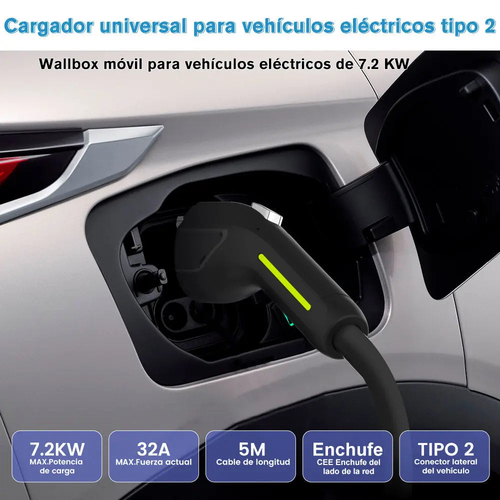 AWESAFE Tragbares EV-Ladeger para vehículo eléctrico tipo 2 7,2 KW caja de pared móvil para vehículos eléctricos Grado de impermeabilidad lP65/IP55/1P54 AWESAFE