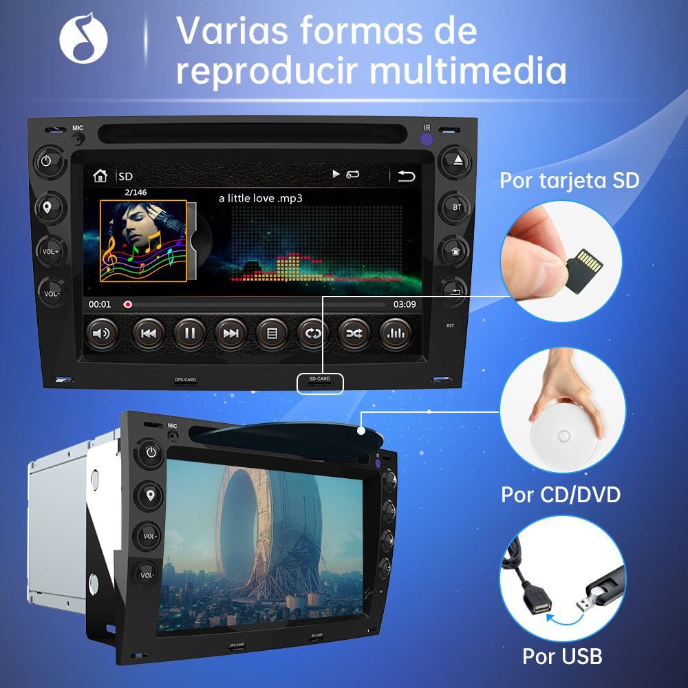 AWESAFE Radio Coche 7 Pulgadas con Pantalla Táctil 2 DIN para Renault Megane 2003-2009, Autoradio con Bluetooth/GPS/FM/RDS/CD DVD/USB/SD, Apoyo Mandos Volante, Mirrorlink y Aparcacimiento AWESAFE