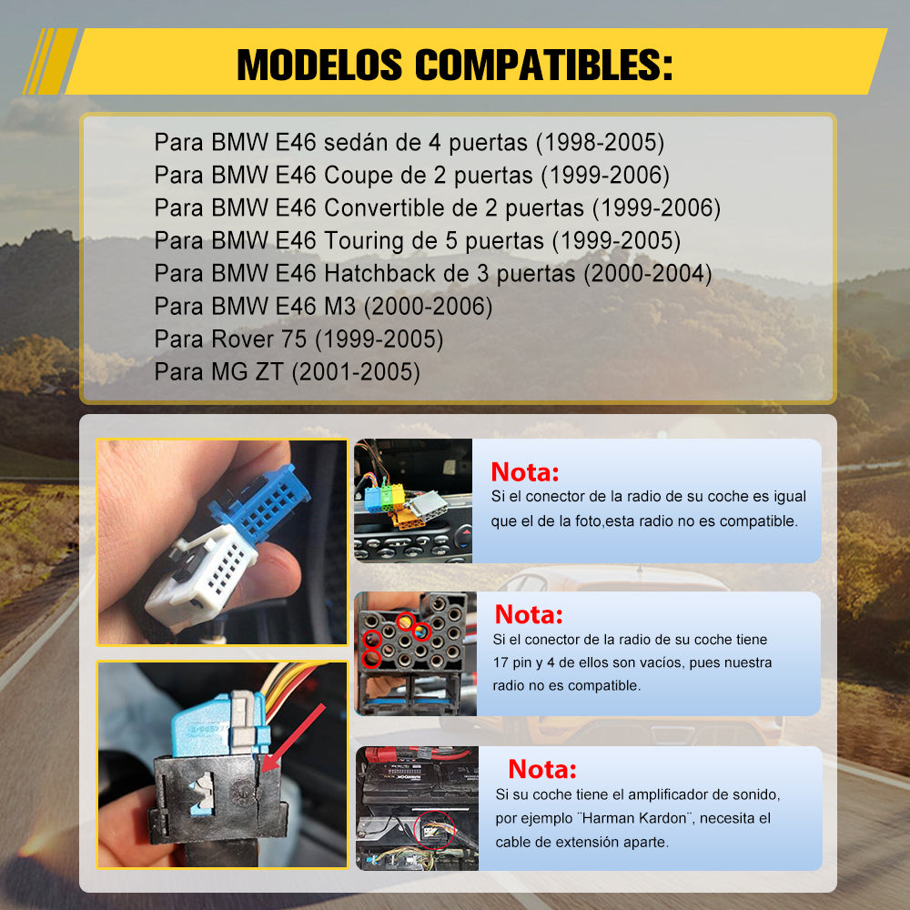 AWESAFE Android 13 Car Stereo Para BMW E46 Actualización de Radio de Pantalla Táctil con Carplay Inalámbrico Android Auto, Soporte Bluetooth WiFi GPS AWESAFE