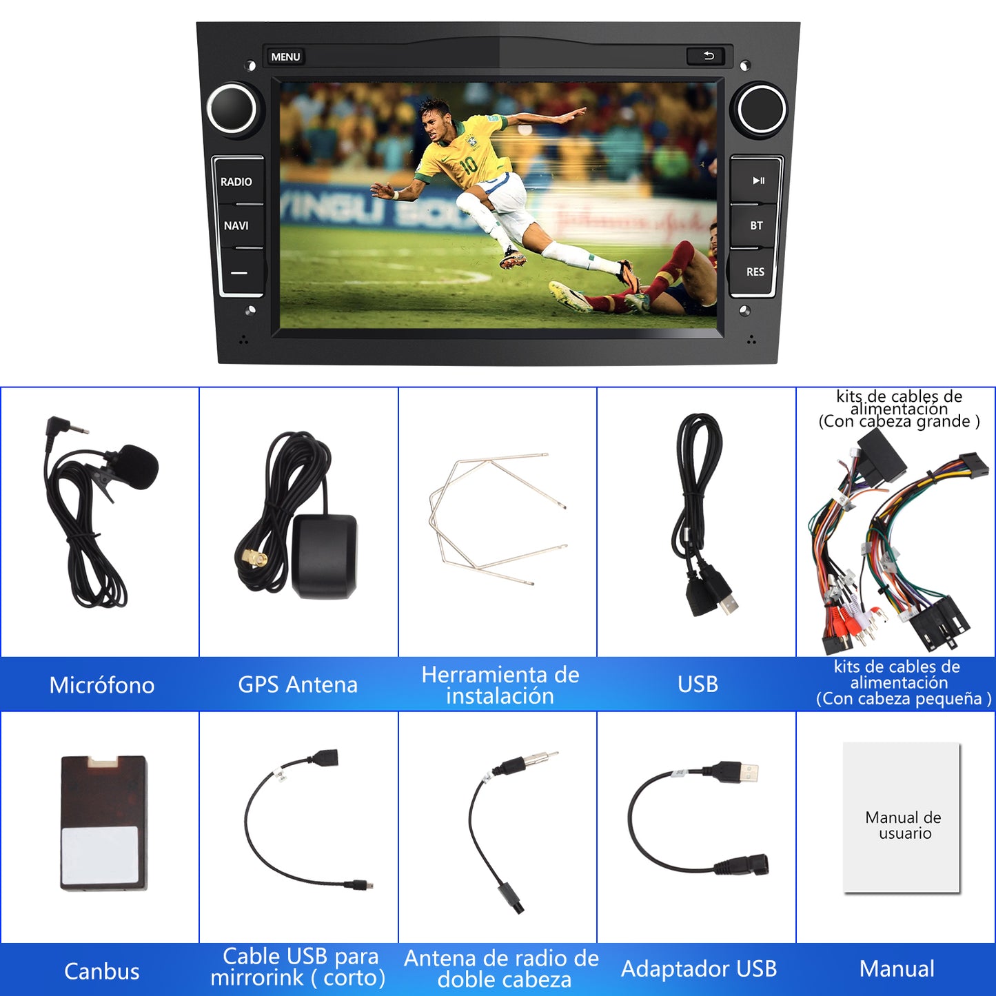 AWESAFE Android 12.0 2GB+32GB Pantalla de Coche para Opel con Carplay/Auto, Pantalla Táctil 7 Pulgadas con WiFi/GPS/Bluetooth/DSP/RDS/USB/FM/24 Temas, Apoyo Mandos Volante,MirrorLink, RCA (Negro) AWESAFE