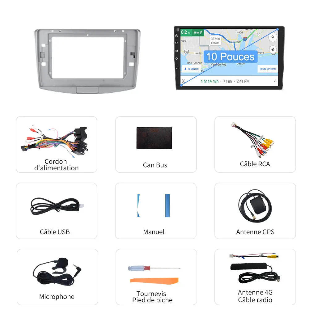 AWESAFE 10 Pouces Autoradio Android 13 GPS pour Volkswagen Passat B7 2010-2015, 4+64Go, FM RDS, Bluetooth Appels/Musique, USB, 4G WIFI, Carplay Android Auto, Aide Stationnement, Commandes Volant AWESAFE