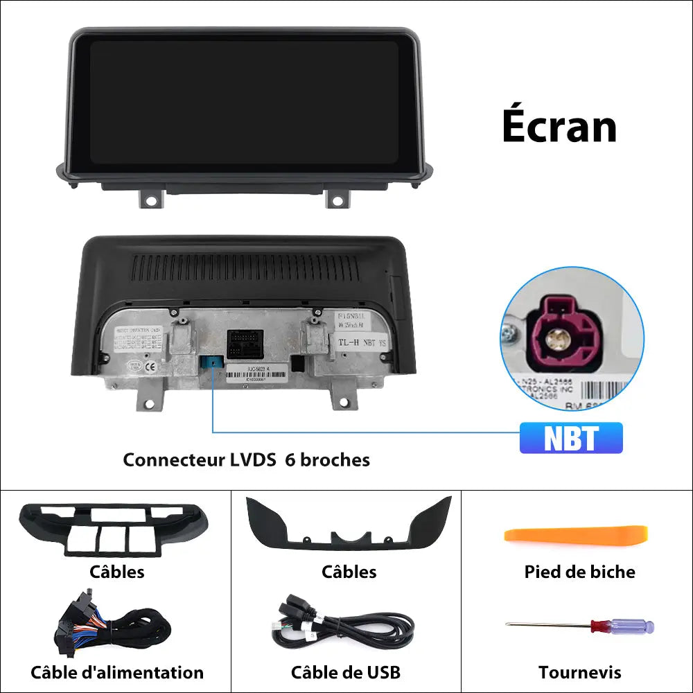 AWESAFE 10.25" Android 13 Autoradio pour Pour BMW X5 X6 Series F15/F16 2014-2016 Système NBT - Bluetooth, Android Auto et Carplay sans fil + Câble USB AWESAFE