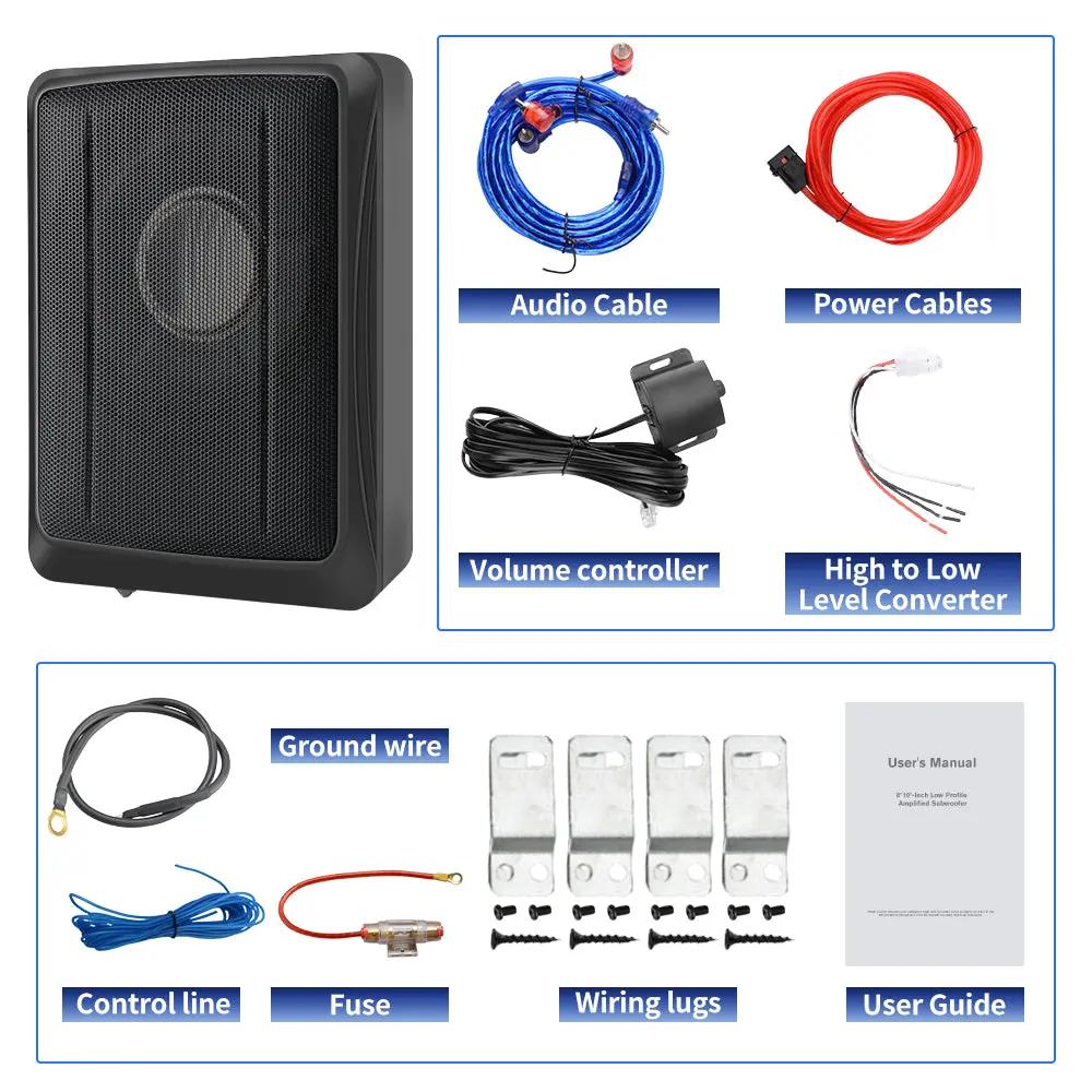 AWESAFE 10" 1200W Powered Car Subwoofer with Built-in Amplifier, 220W RMS, 20Hz-150Hz, Slim Under Seat Design, High/Low Level Input, Ideal for Cars and Trucks 2025 (Subwoofer + Mounting Wire Kit) Black AWESAFE SHOP