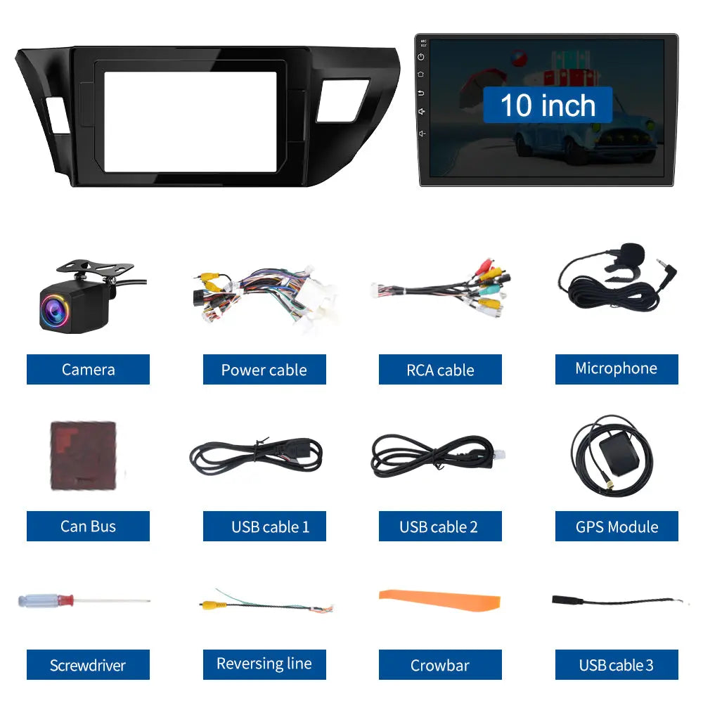 AWESAFE 10" Touchscreen Car Stereo Radio w/ Bluetooth, FM, GPS Navigation, Backup Camera, DSP & Real-Time Safety Alerts for Toyota Corolla 2014-2016 Built-in Wireless Carplay&Android Auto AWESAFE SHOP