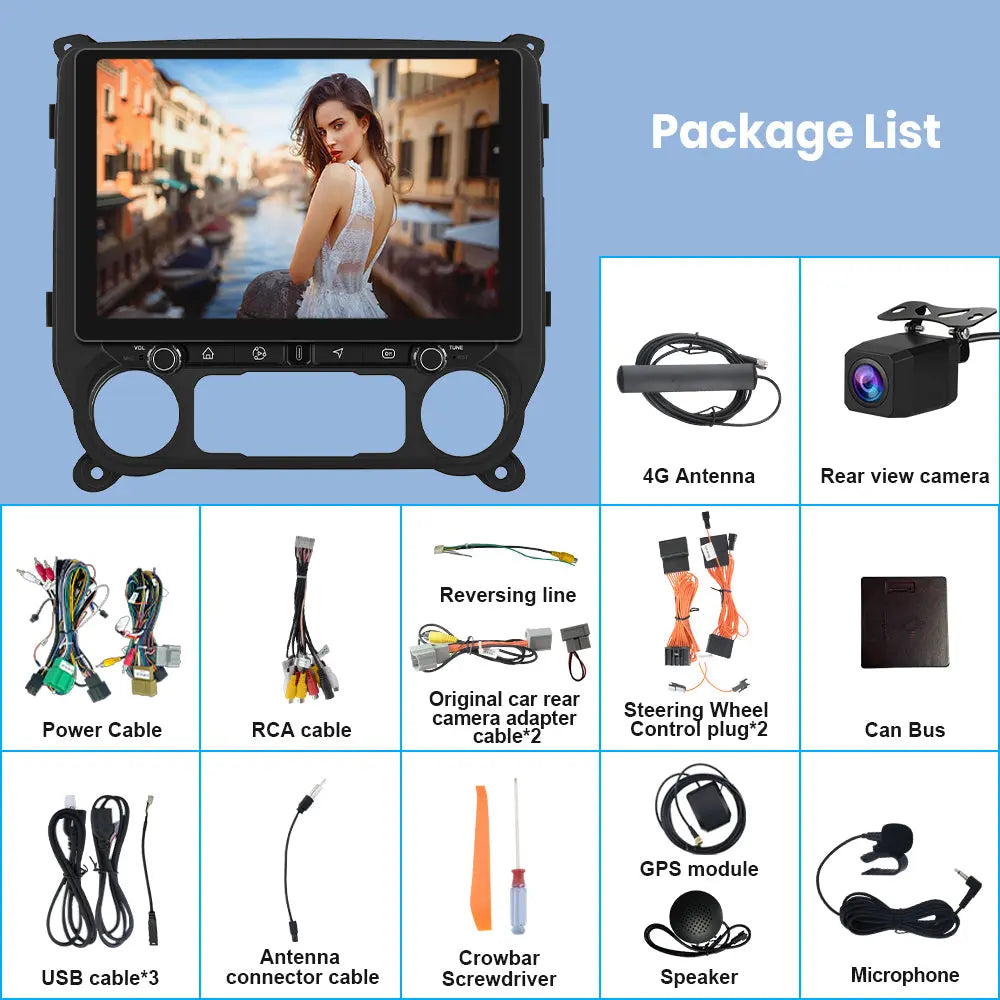 AWESAFE 13.1 inch 4GB RAM 64GB ROM Car Radio Stereo for Chevy Silverado GMC Sierra 2014-2018 with CarPlay Android Auto Backup Camera AWESAFE