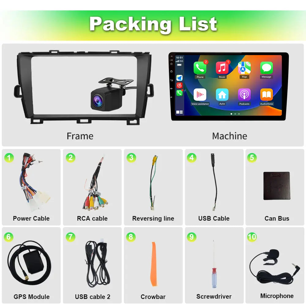 AWESAFE 2G+32G Car Stereo For Toyota Prius (2010-2015),9 Inch Touch Screen Upgrated Radio with Wireless Carplay& Android Auto,Backup Camera AWESAFE