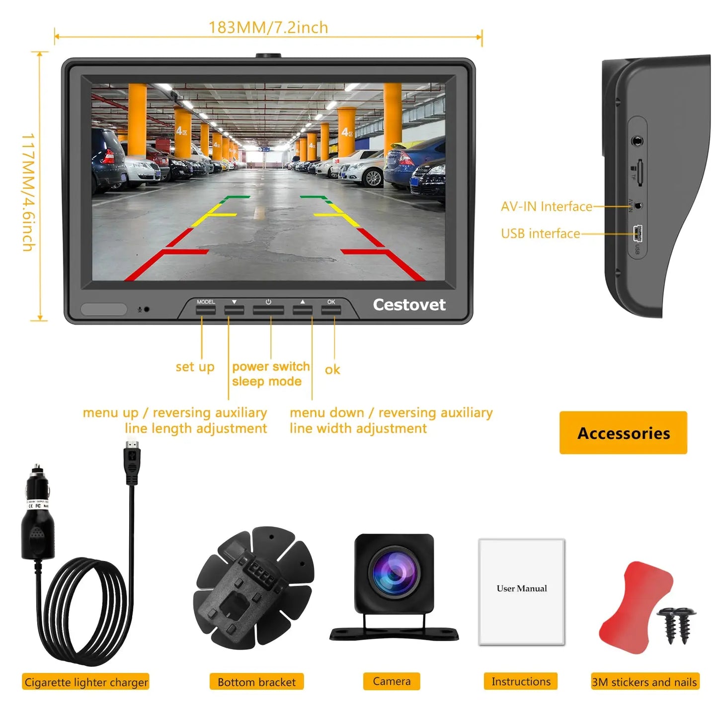 AWESAFE 7 Inch Backup Camera for Trucks Cars RVs Tractors Buses Waterproof Sunshade with AHD 1080P Rear View Camera AWESAFE SHOP