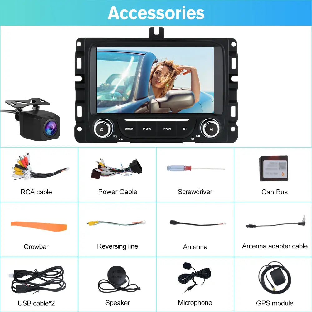 AWESAFE 7 Inch Car Radio Stereo for Dodge Ram 1500 2500 3500 2013-2019 - 2GB+64GB, with Wireless CarPlay & Android Auto, Rearview Camera,Bluetooth,GPS,FM,SWC,WIFI AWESAFE