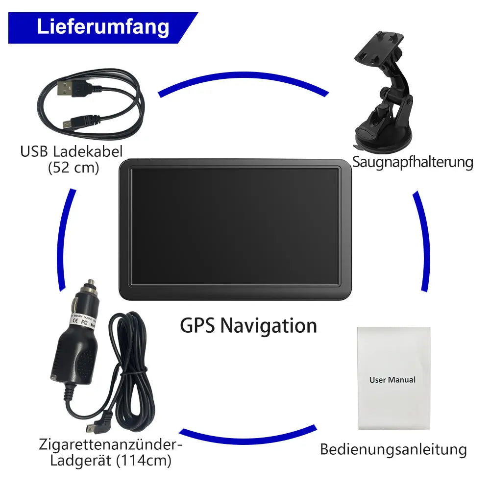 AWESAFE 7 Zoll Navigationsgerät mit Bluetooth 2023 Karte für Auto LKW GPS Navigation mit Europa Karten, Lebenslang kostenloser Kartenupdates, Blitzerwarnung Spracheführung AWESAFE