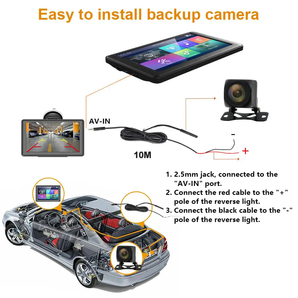 AWESAFE 7 inch Bluetooth GPS Navigation for Cars Australia with Reversing Camera Car Sat Nav for Trucks Lorry Maps Updates POI Postcode AWESAFE
