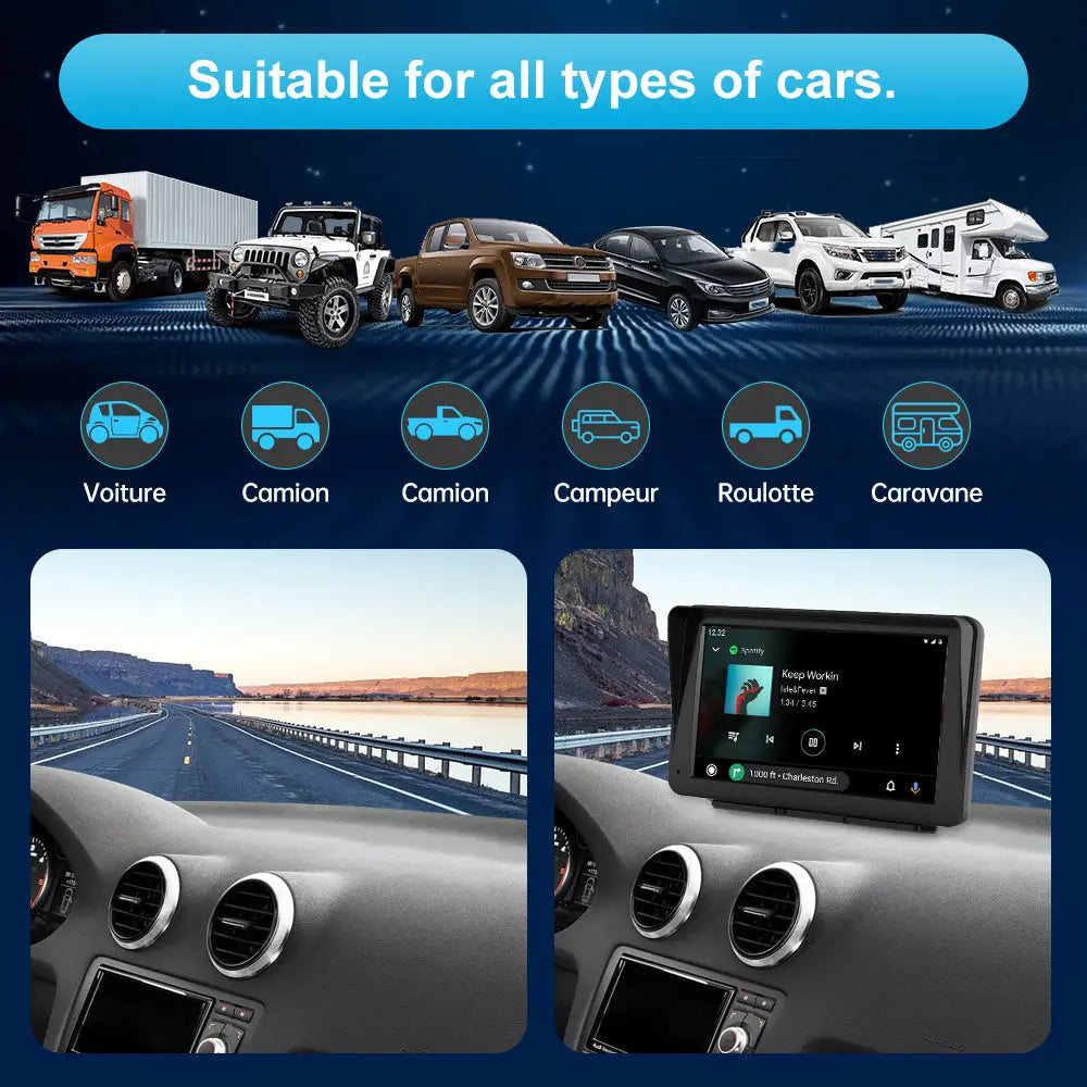 AWESAFE 7'' IPS Screen for CarPlay & Android Auto with Bluetooth Camera AWESAFE