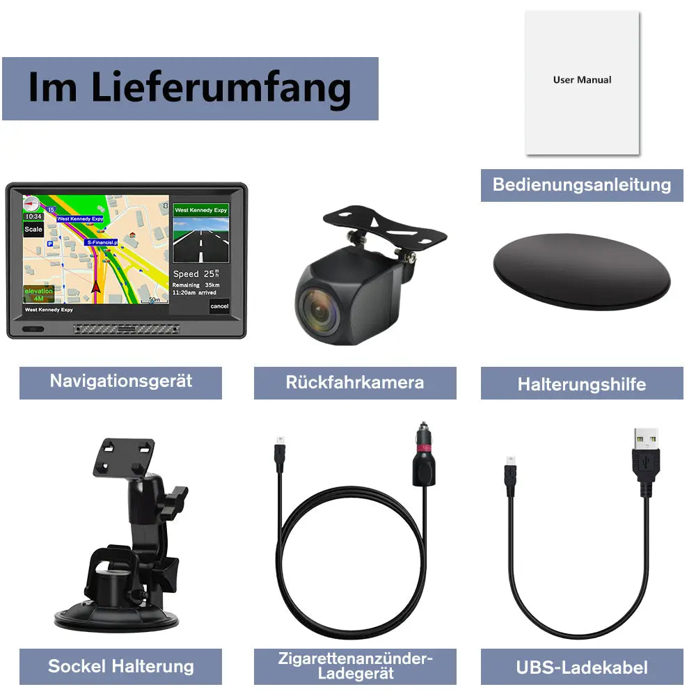 AWESAFE 9 Zoll Navigationsgerät mit Bluetooth und Rückfahrkamera, 2025 Europa Karten, GPS Navigation für PKW KFZ LKW AWESAFE