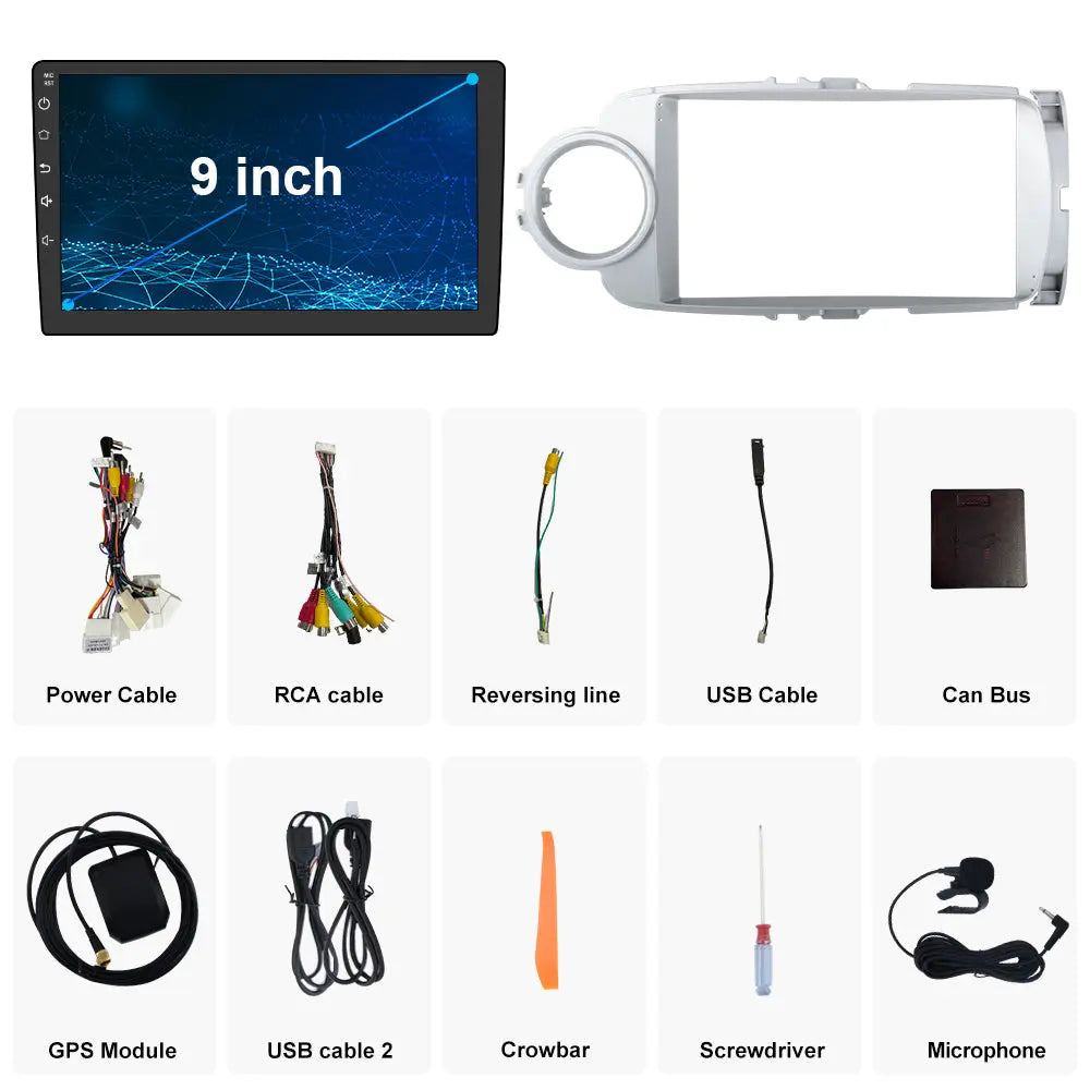 AWESAFE Android 12 Car Radio Stereo for Toyota Yaris 2011-2014 9 inch Touch Screen with Built-in Wireless Apple CarPlay & Android Auto AWESAFE