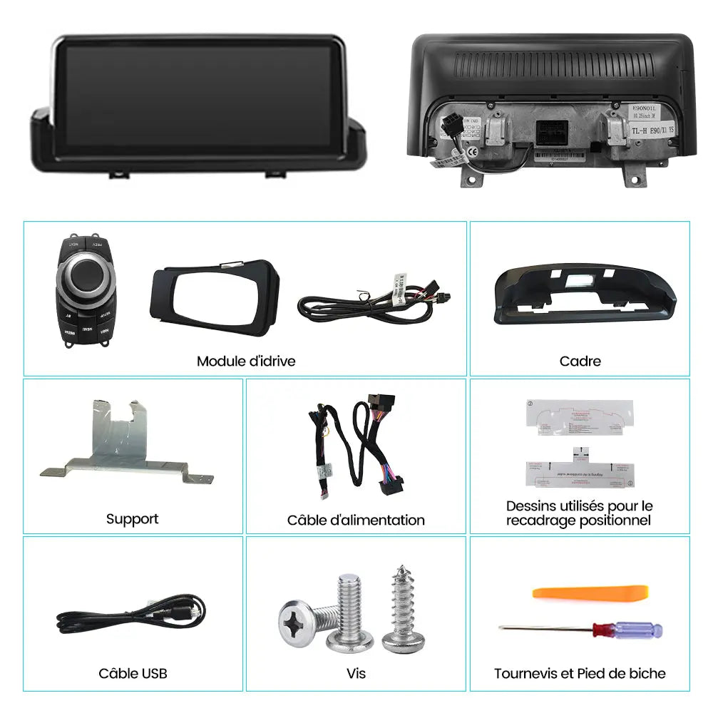 AWESAFE Android 13 2G+8G Autoradio Stéréo 10,25 pouces avec Bluetooth, GPS,WIFI,CarPlay et Android Auto pour BMW Série 3 E90/E91/E92/E93(2006-2011) AWESAFE