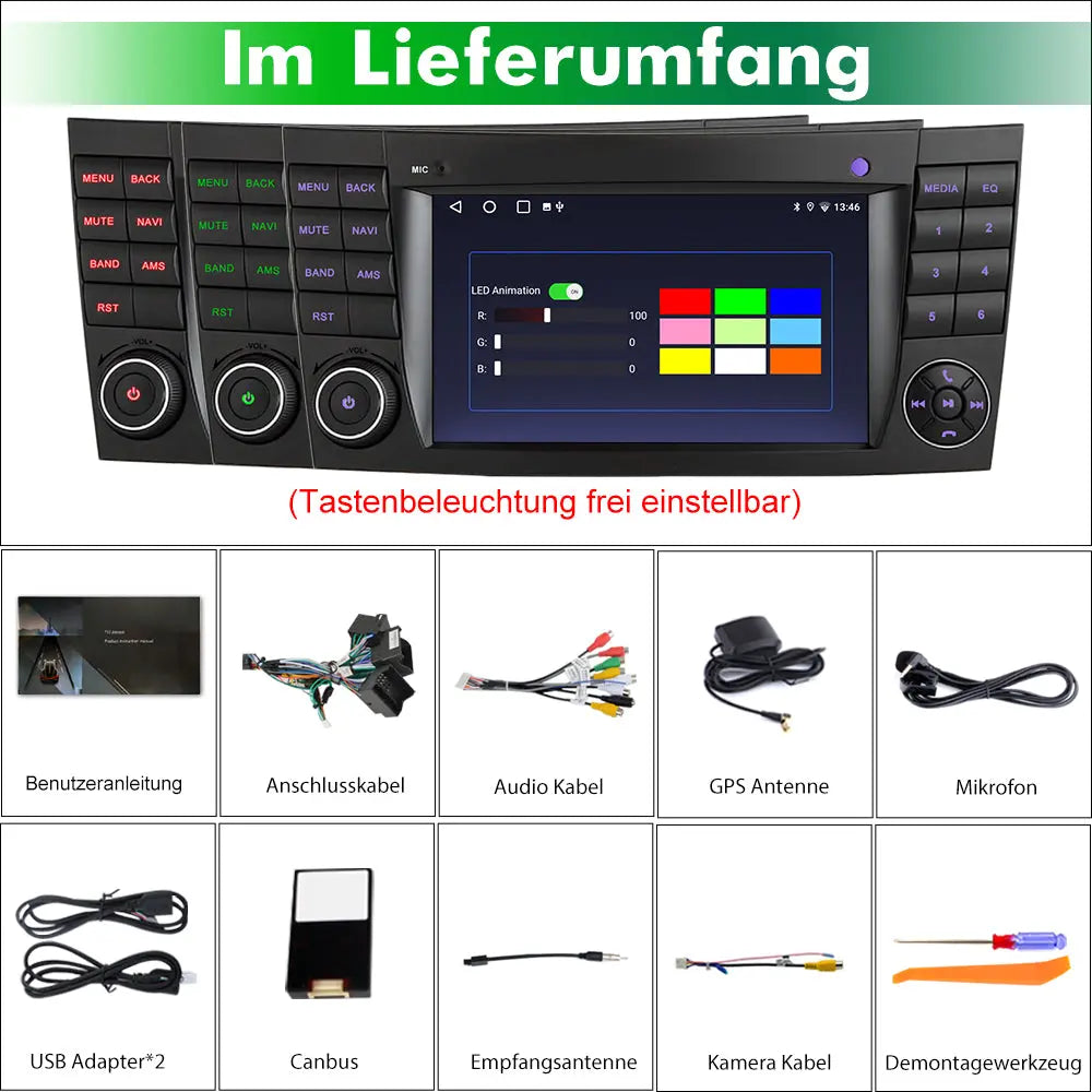 AWESAFE Android 13 Autoradio 7-Zoll Touchscreen 2+32GB für Mercedes-Benz E-Klasse W211 (2002-2008)/CLS-Klasse W219 (2005-2006) mit Bluetooth, UKW-Radio, DSP, CarPlay & Android Auto AWESAFE