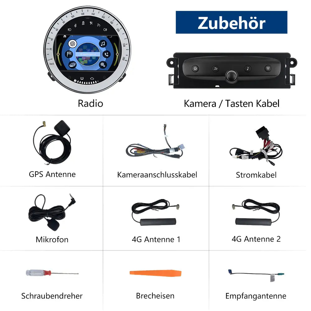 AWESAFE Android 13 Autoradio mit 2GB+32GB, Bluetooth, GPS, WLAN und kabellosem Android Auto & CarPlay für BMW MINI 2010-2014 AWESAFE