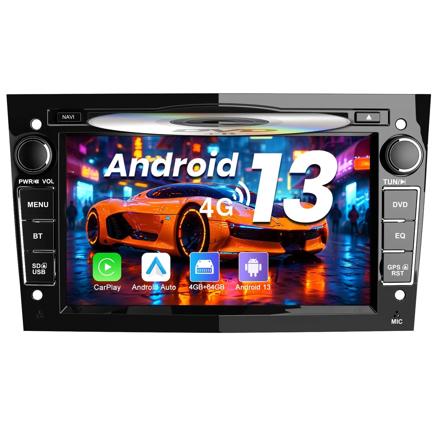 AWESAFE Android 13 Autoradio mit 7-Zoll-Touchscreen, 4GB RAM + 64GB Speicher für Opel Zafira/Astra/Meriva/Corsa/Vivaro – Bluetooth, 4G, DVD, CarPlay & Android Auto AWESAFE