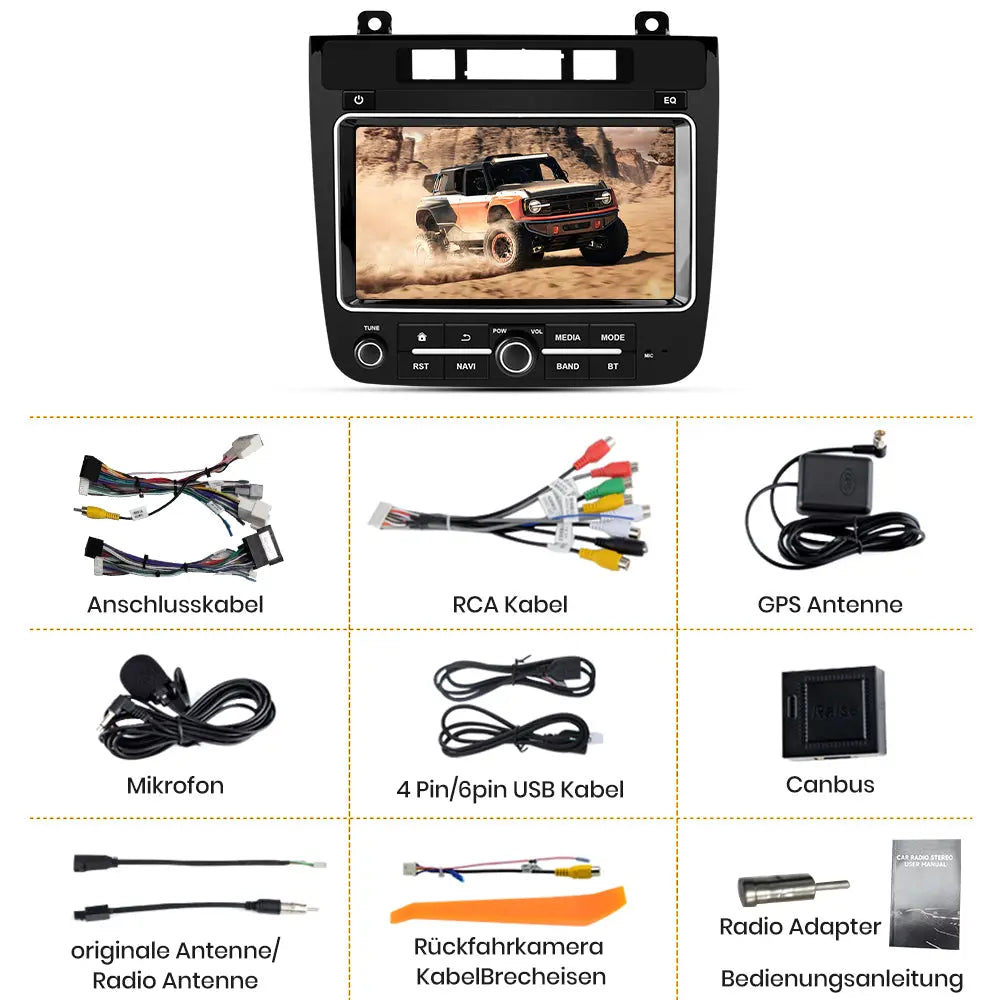 AWESAFE Android 13 Autoradio mit 8-Zoll-Touchscreen & 2GB+64GB - Bluetooth/UKW-Radio/DSP-Sound mit CarPlay & Android Auto - Für VW Touareg 2011-2017 AWESAFE