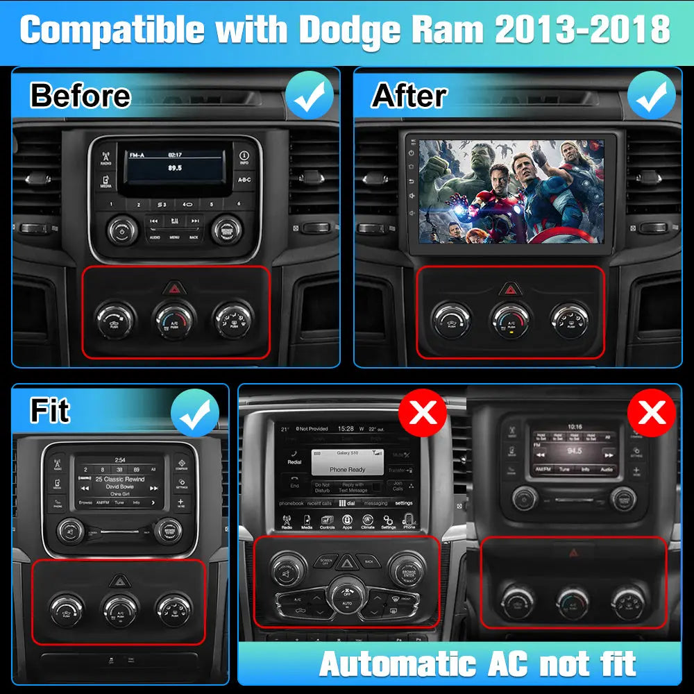 AWESAFE Android 13 Car Radio Stereo for Dodge RAM 1500 2500 3500 2013-2018 (Manual AC), Wireless CarPlay & Android Auto, Bluetooth/GPS/FM/AM Radio AWESAFE SHOP