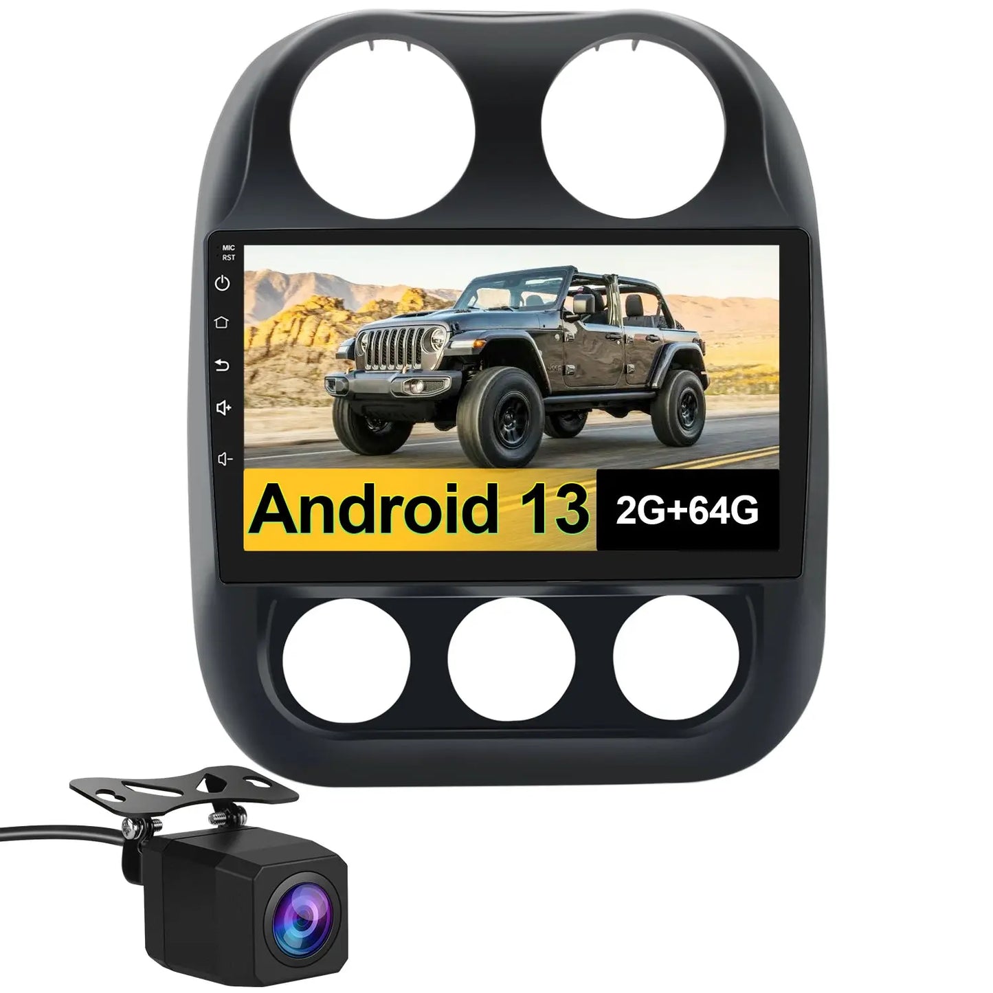 AWESAFE Android 13 Car Radio Stereo for Jeep Patriot Compass 2010-2016 with Built-in Wireless A-pple CarPlay & Android Auto AWESAFE