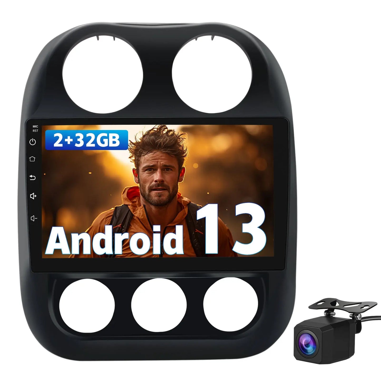 AWESAFE Android 13 Car Radio Stereo for Jeep Patriot Compass 2010-2016 with Built-in Wireless A-pple CarPlay & Android Auto AWESAFE