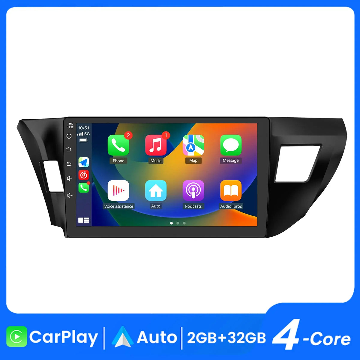 AWESAFE Android 15 Car Radio for Toyota Corolla 2014-2016 Built in Carplay/Android Auto,2G RAM 32G ROM with WiFi GPS Navigation Bluetooth Steering Wheel Control AWESAFE