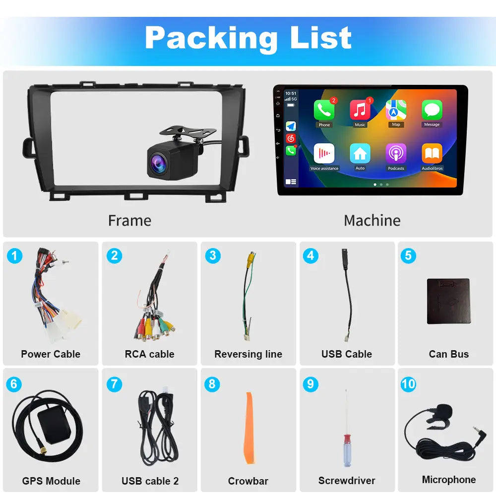 AWESAFE Android 13 Car Stereo for Toyota Prius 2010 2011 2012 2013 2014 2015, 9 inch Prius Touchscreen Radio Replacement with Wireless Carplay Android Auto Support Bluetooth WiFi AM FM Backup Camera AWESAFE