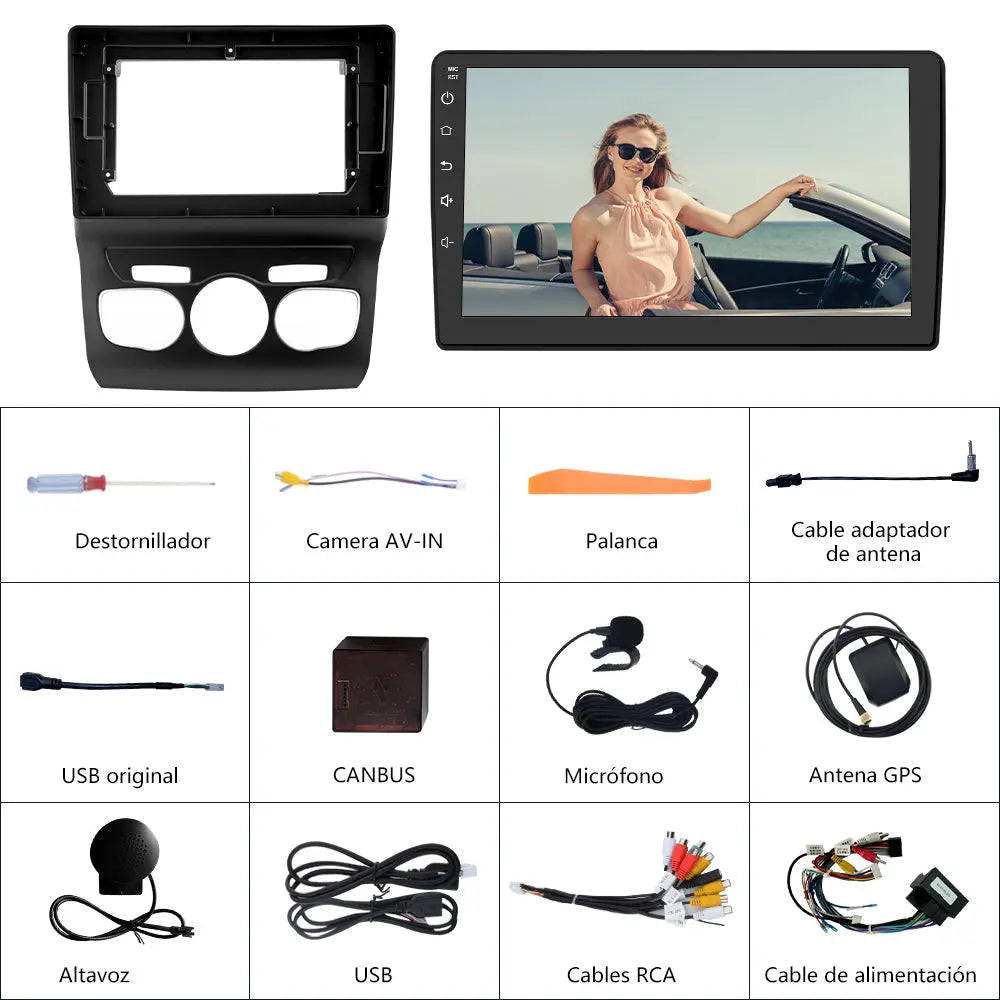 AWESAFE Android 13 Radio de Coche 10 Pulgadas 2GB+32GB con Bluetooth/DSP/FM/RDS, CarPlay y Android Auto Inalámbricos - Citroën C4/C4L/DS4 2013-2017 AWESAFE