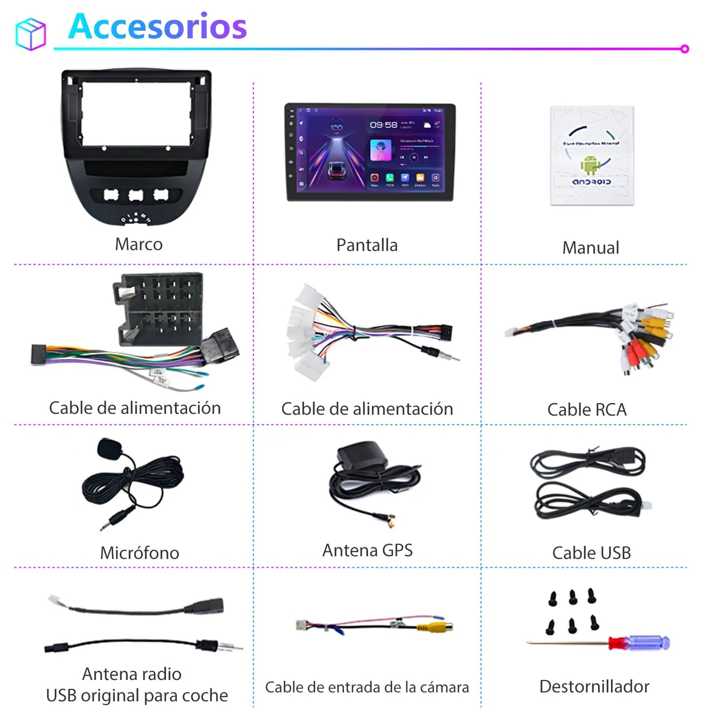 AWESAFE Android 13 Radio de Coche 10.1 Pulgadas 2GB+32GB con Bluetooth/FM/RDS, CarPlay y Android Auto - Para Peugeot 107/Toyota Aygo/Citroen C1 2005-2014 AWESAFE