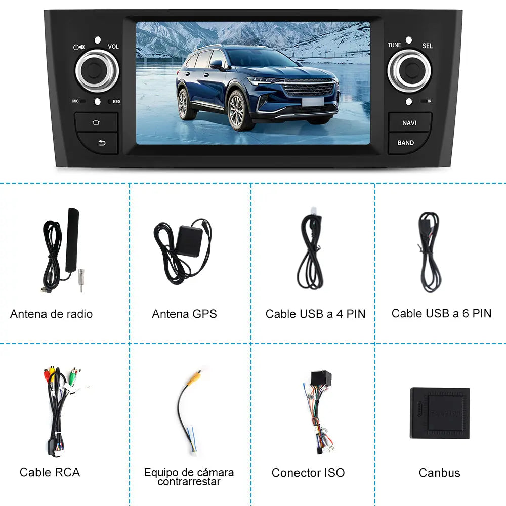 AWESAFE Android 13 Radio de Coche 7 Pulgadas 2GB+32GB con Bluetooth/FM/RDS, CarPlay y Android Auto - Fiat Grande Punto Linea 2007-2012 AWESAFE