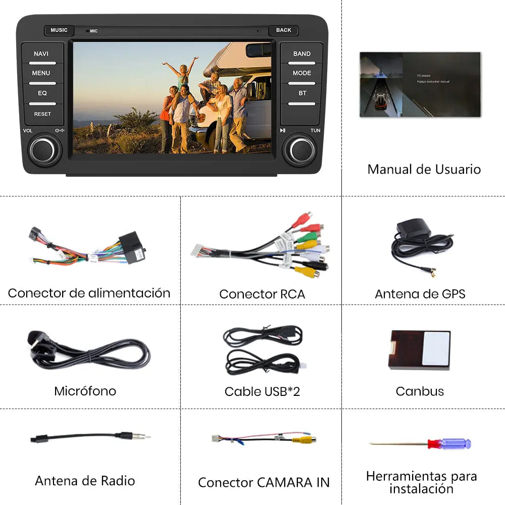 AWESAFE Android 13 Radio de Coche 8 Pulgadas 2GB+64GB con Bluetooth/GPS/FM, CarPlay Inalámbrico y Android Auto - Compatible con Para Skoda Octavia (2004-2013) AWESAFE