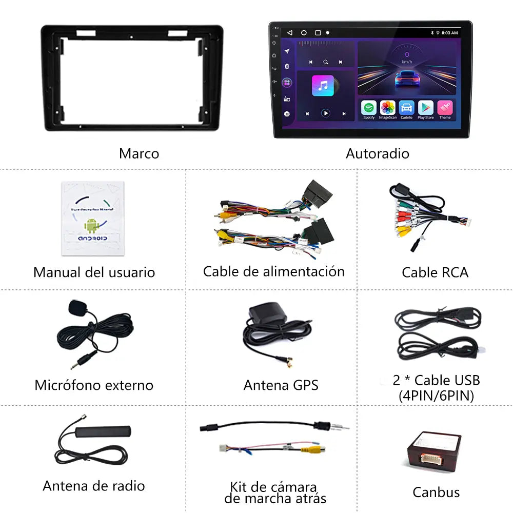 AWESAFE Android 13 Radio de Coche 9 Pulgadas 2GB+64GB con Bluetooth/GPS/FM, CarPlay Inalámbrico y Android Auto - Berlingo B9 y Peugeot Partner 2008-2019 AWESAFE