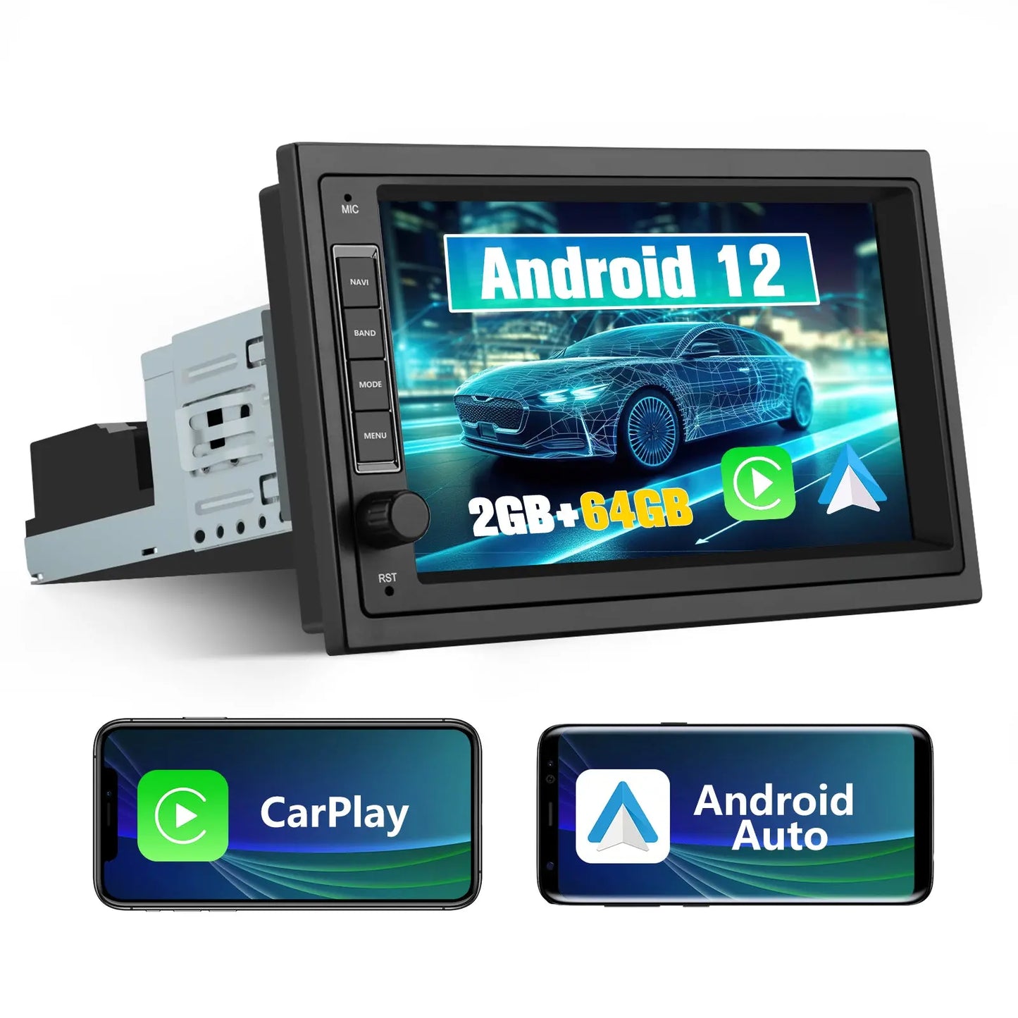 AWESAFE Android Autoradio Radio mit CarPlay/Android Auto GPS Navi Lenkradsteuerung DSP FM-Radio Bluetooth WiFi AWESAFE