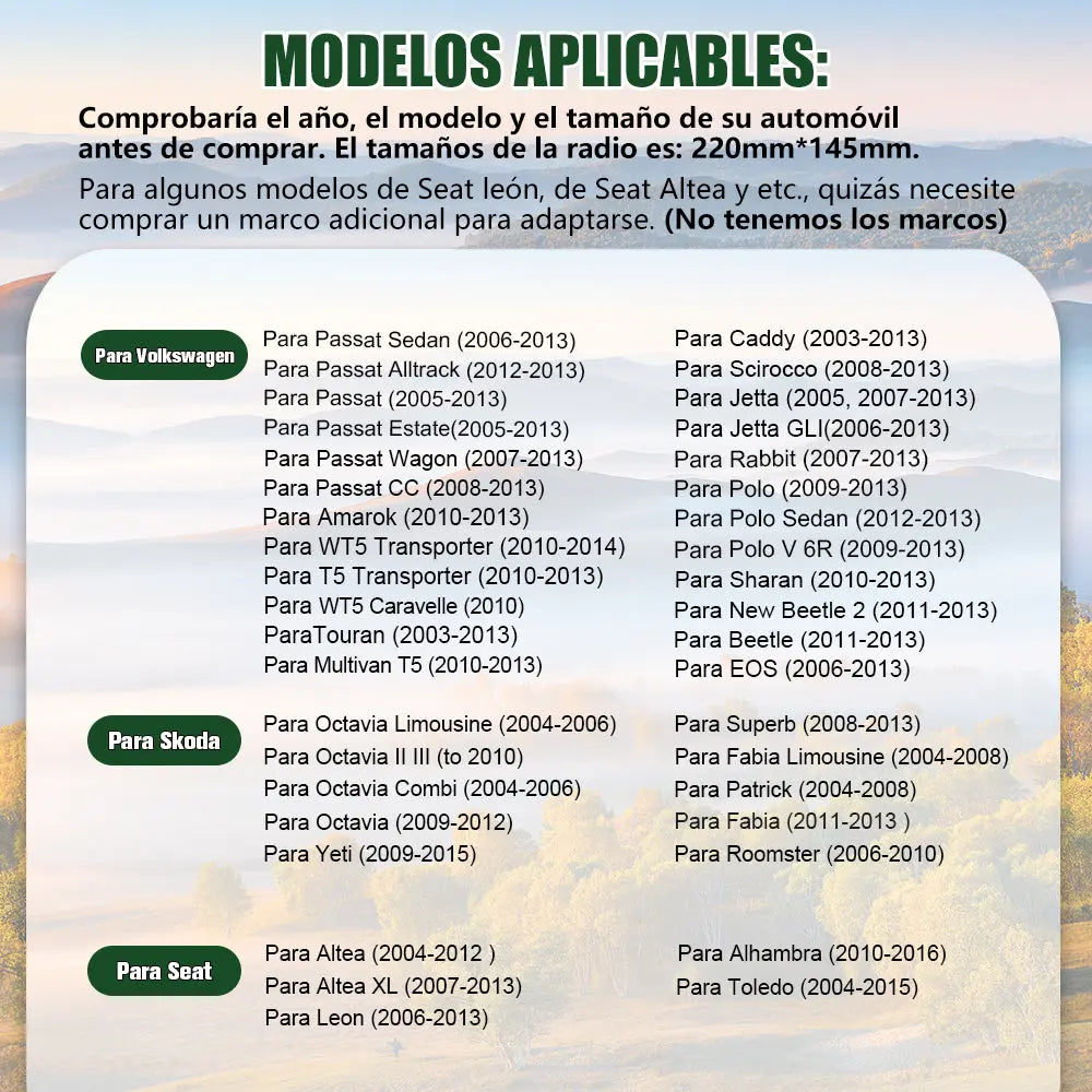 AWESAFE Android Car Stereo Para VW Polo Golf Passat Seat Tiguan Touran Caddy EOS Sistema Actualización de Radio de Pantalla Táctil con Carplay Inalámbrico Android Auto, Soporte Bluetooth y Navegación GPS AWESAFE