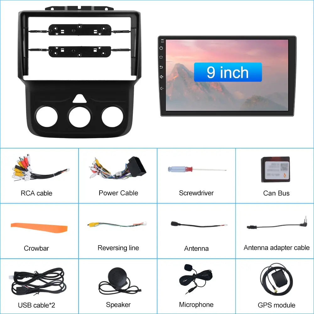 AWESAFE Android Car Stereo for Dodge RAM 1500 2500 3500 2013 2014 2015 2016 2017 2018, Android Touch Screen Radio Replacement with Wireless CarPlay Android Auto - 2+32GB (Only fit Manual AC) AWESAFE