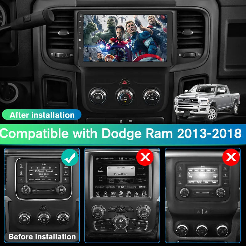 AWESAFE Android Car Stereo for Dodge RAM 1500 2500 3500 2013-2018 Trucks Radio Upgrade, Wireless CarPlay Android Auto Touch Screen Replacement GPS Bluetooth WiFi, 4+64GB AWESAFE