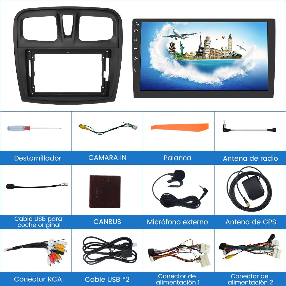 AWESAFE Android Radio de Coche 10 Pulgadas 2GB+32GB con Bluetooth/GPS/FM, CarPlay y Android Auto - Compatible con Para Logan 2 (2015-2018) y Sandero2 (2015-2018) AWESAFE