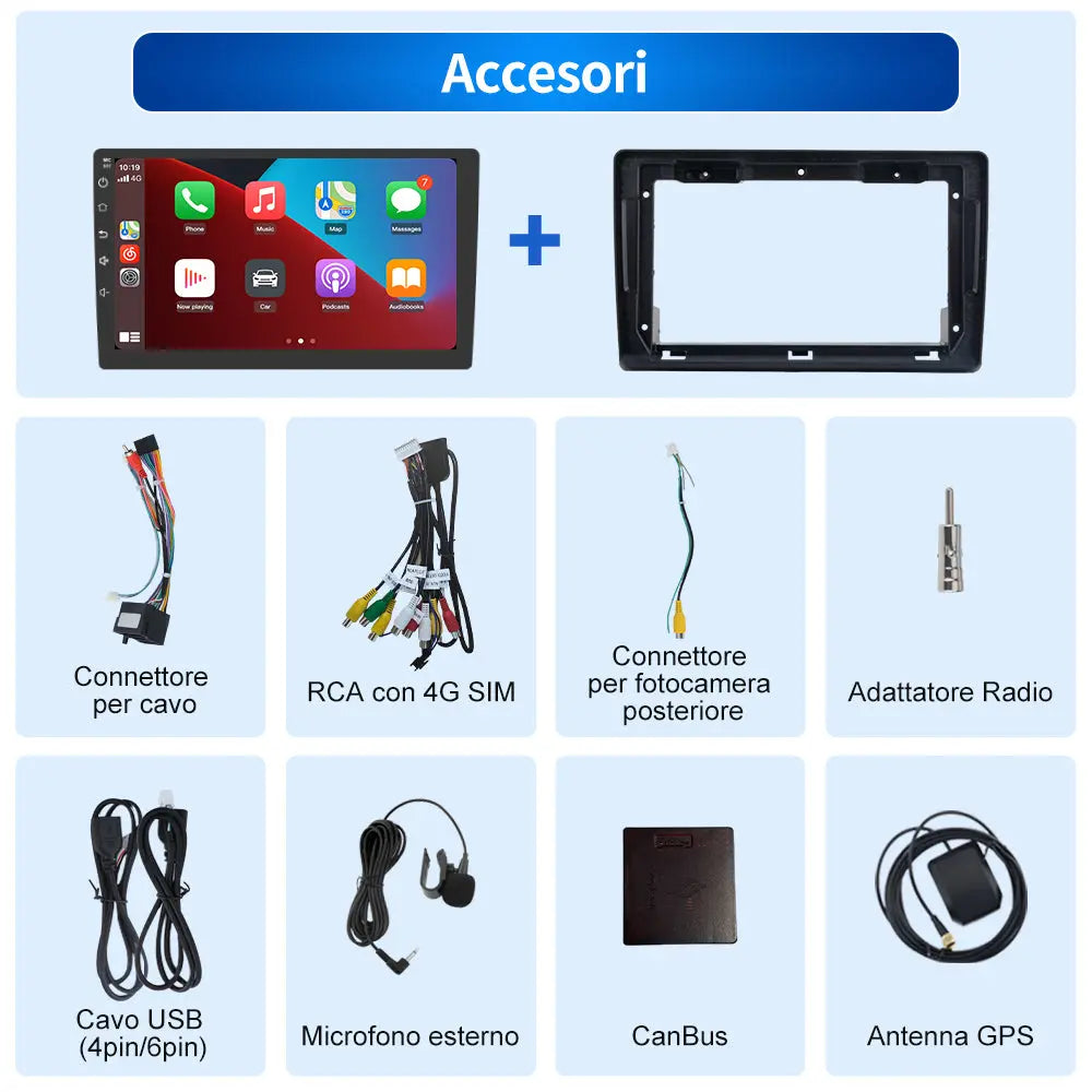 AWESAFE Autoradio 6+128GB con Touchscreen 9 Pollici - Per Fiat Ducato 2006-2013 - GPS/Bluetooth/DSP/4G con CarPlay Wireless e Android Auto AWESAFE