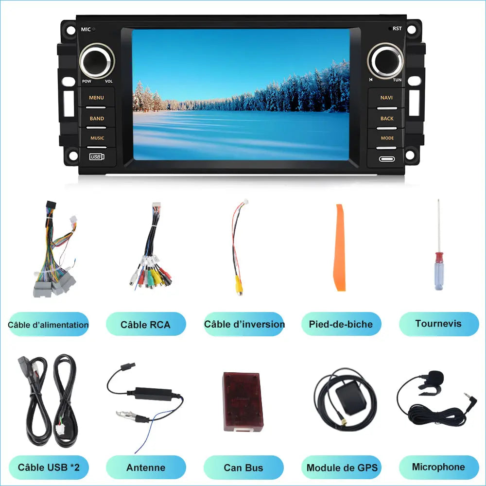 AWESAFE Autoradio 7" Android 13 - Bluetooth & Android Auto/Carplay sans fil - pour Dodge Ram Pickup, Grand Caravan, Jeep Cherokee/Wrangler/Commander AWESAFE