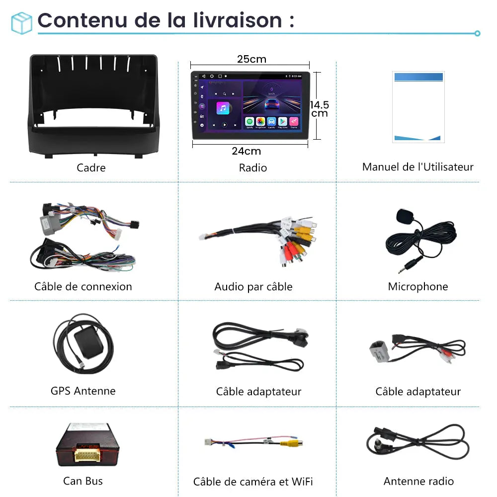 AWESAFE Autoradio 9 pouces IPS Android 13 2+64 Go avec Bluetooth, GPS, Android Auto & CarPlay sans fil - pour Ford Fiesta (2009-2014) AWESAFE