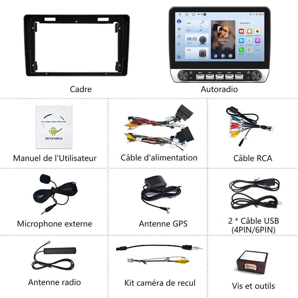 AWESAFE Autoradio Android 13 9 pouces 2+64 Go pour Berlingo B9/Partner 2008-2019 Bluetooth GPS Android Auto Carplay sans fil AWESAFE