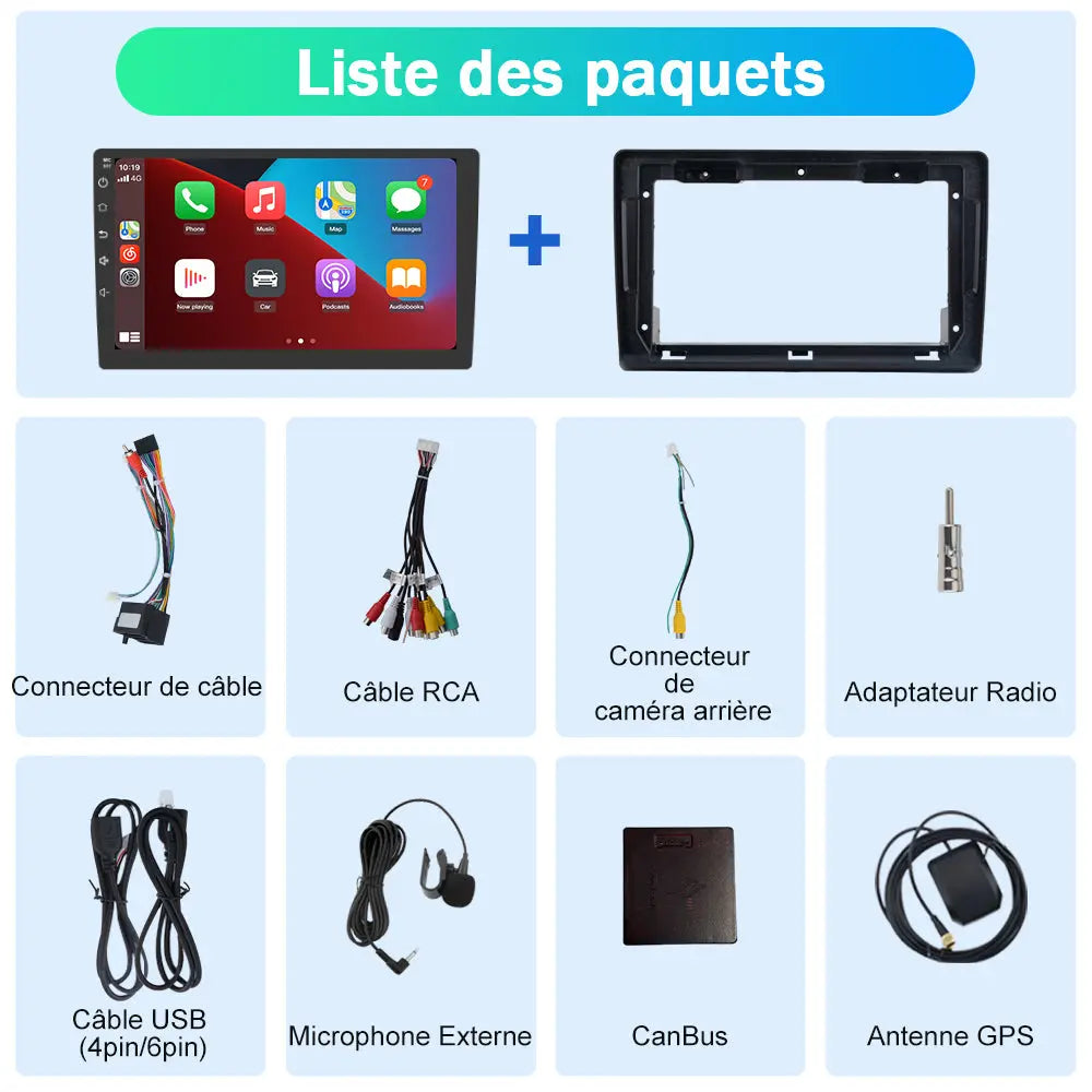 AWESAFE Autoradio Android 13【6Go+128Go】 pour Peugeot Boxer II/Citroën Jumper II/Fiat Ducato avec 4G 9 Pouces Écran Carplay Android Auto/GPS/FM/WiFi/Bluetooth/Commande au Volant//Aide au Parking AWESAFE