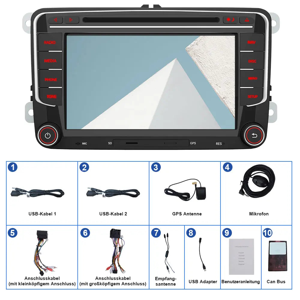 AWESAFE Autoradio Android - Écran Tactile Mise à Niveau Système avec CarPlay Sans Fil et Android Auto pour VW Golf, Seat, Skoda - Bluetooth/WiFi/GPS AWESAFE