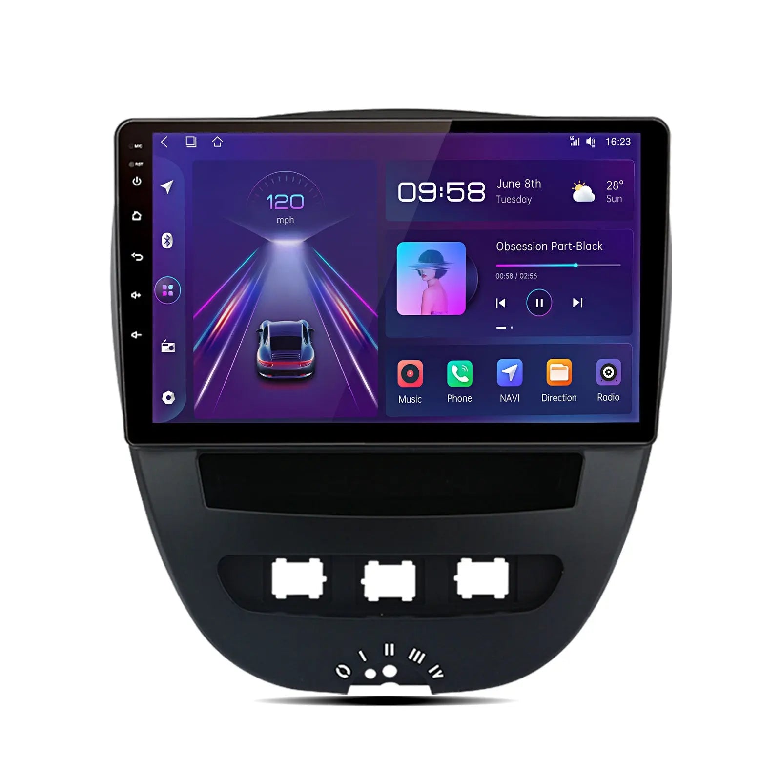 Podofo 10,1" Autoradio Voor Peugeot 107, Citroën C1 & Toyota Aygo – Draadloos CarPlay, Android Auto, 8 Core, 4GB+64GB, DSP, GPS & Achteruitrijcamera 5 miniatura