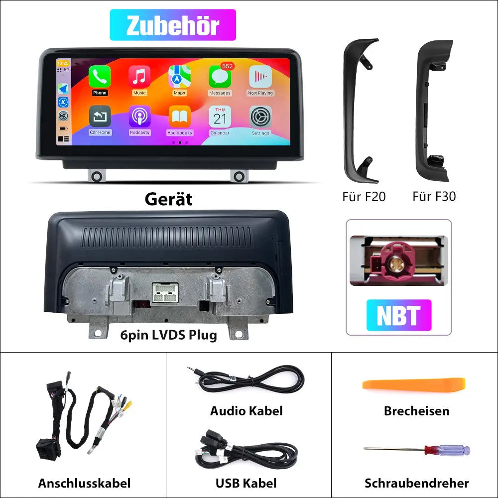 AWESAFE Autoradio Stereo mit Bluetooth, Android Auto und kabellosem Carplay, passend für BMW 1er, 3er, 4er mit NBT-System AWESAFE SHOP