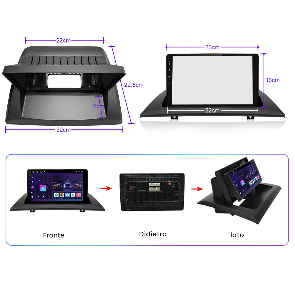 AWESAFE Autoradio für BMW E83 Android 12 Radio 2GB + 32GB mit Navigation unterstützt Bluetooth FM/AM DAB+ WLAN USB Carplay Lenkradsteuerung AWESAFE
