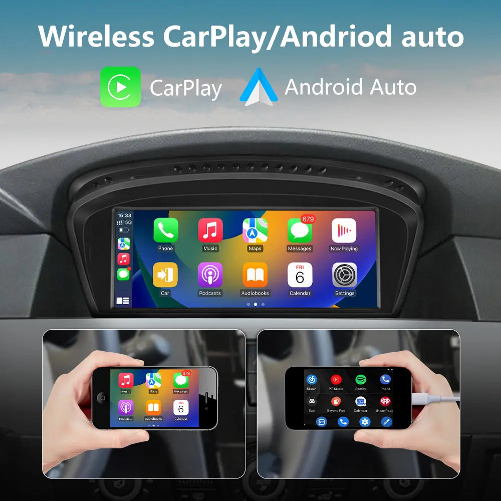 AWESAFE Car Radio Stereo Android for BMW 3 5 Series E60 E90 E93 8.8inch Screen Upgrade with Carplay Andriod Auto 2004-2008 CCC System with Backup Camera AWESAFE