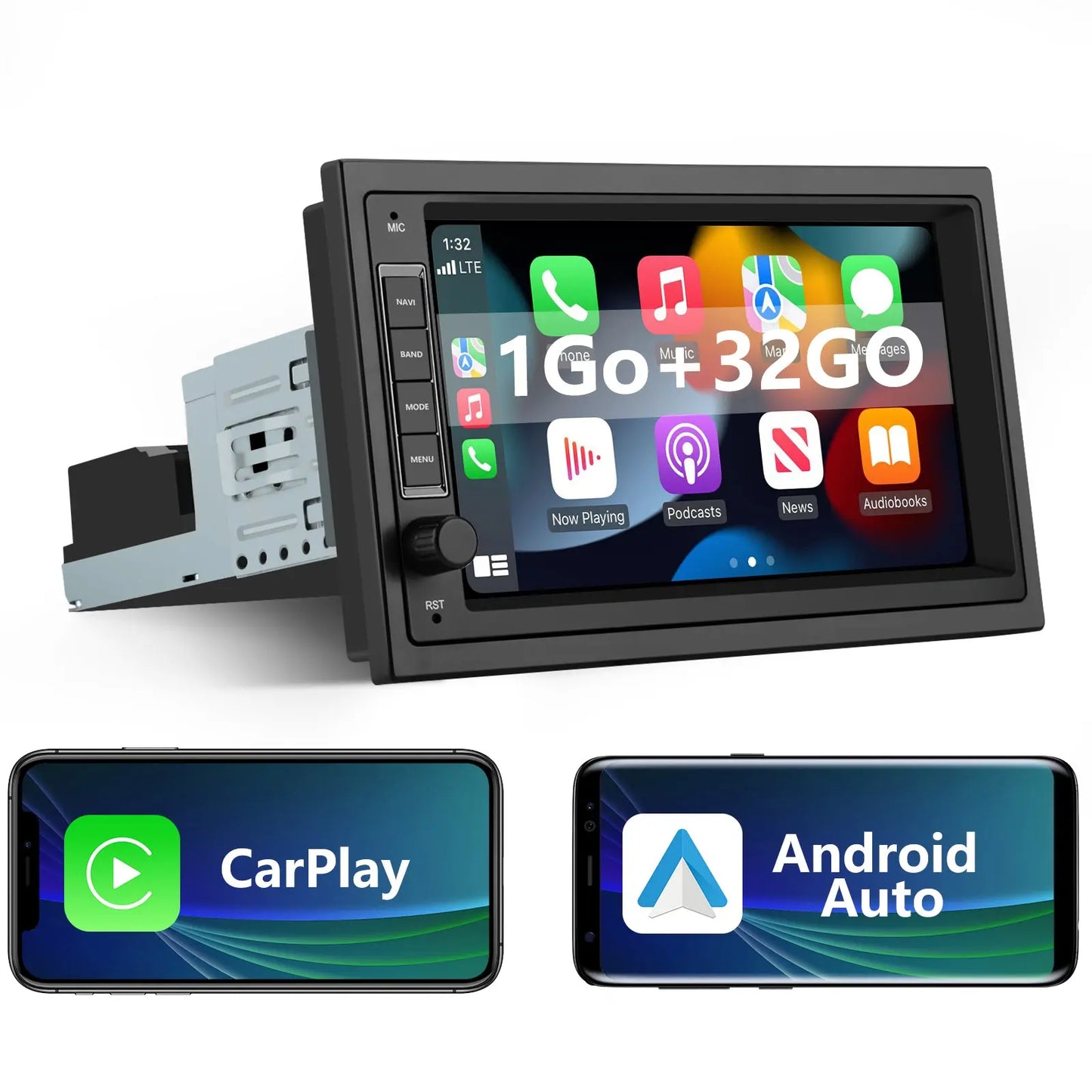 AWESAFE Car Stereo Android 12 pour 1 DINvoiture écran tactile 7 pouces,Soporte Bluetooth WiFi Navegación GPS AWESAFE