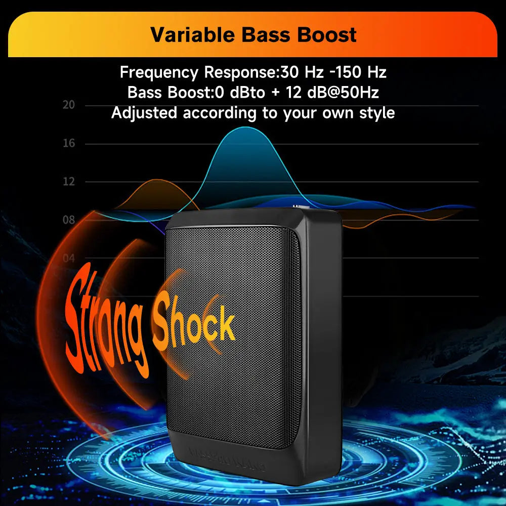 AWESAFE Car Subwoofer 100W RMS 200 Watts Max Power Compact Powered Subwoofer for Cars,Loaded 8" Ported Under Seat Quick Bass Universal Subwoofer System with Remote Bass Knob AWESAFE